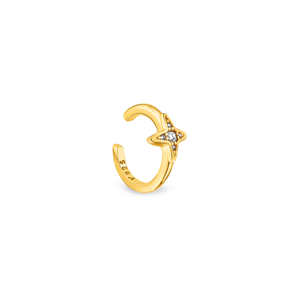 Piercing Life Signature Estrela com Banho de Ouro Amarelo