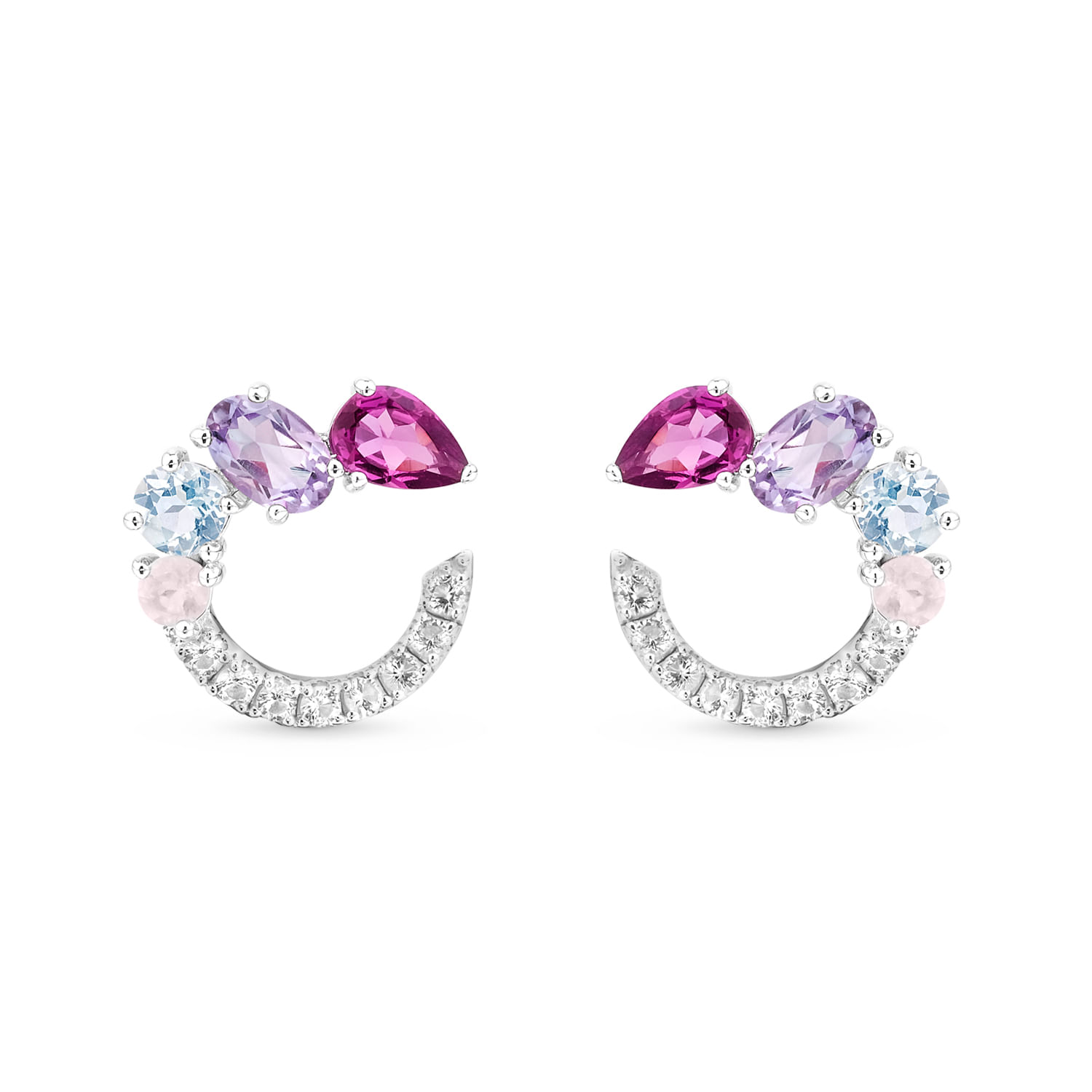 Argola Life Primavera em Prata 925 com Pedras Coloridas, 18 mm