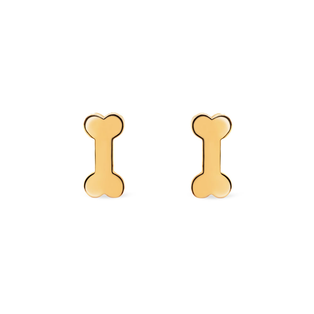 Brinco Life Ossinho com Banho de Ouro Amarelo