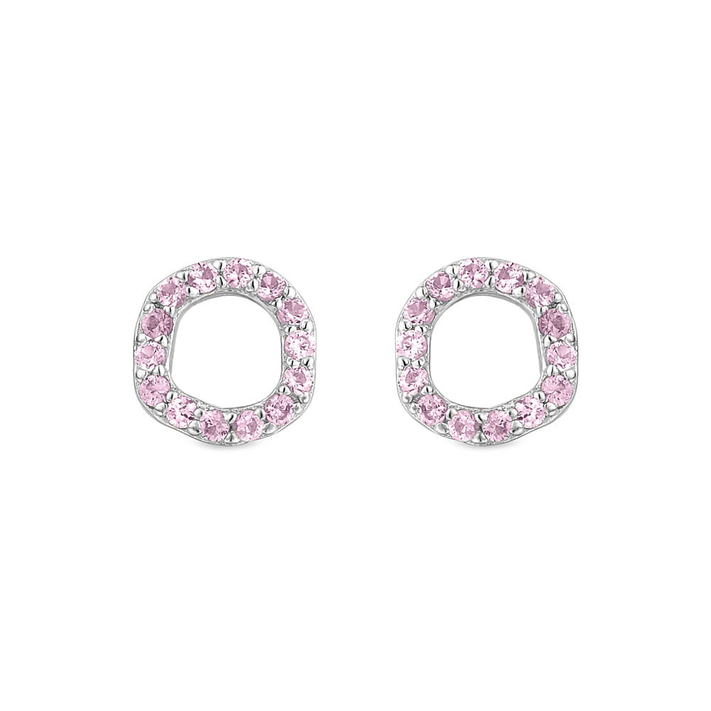 Brinco Life Snow Redondo Prata Rosa