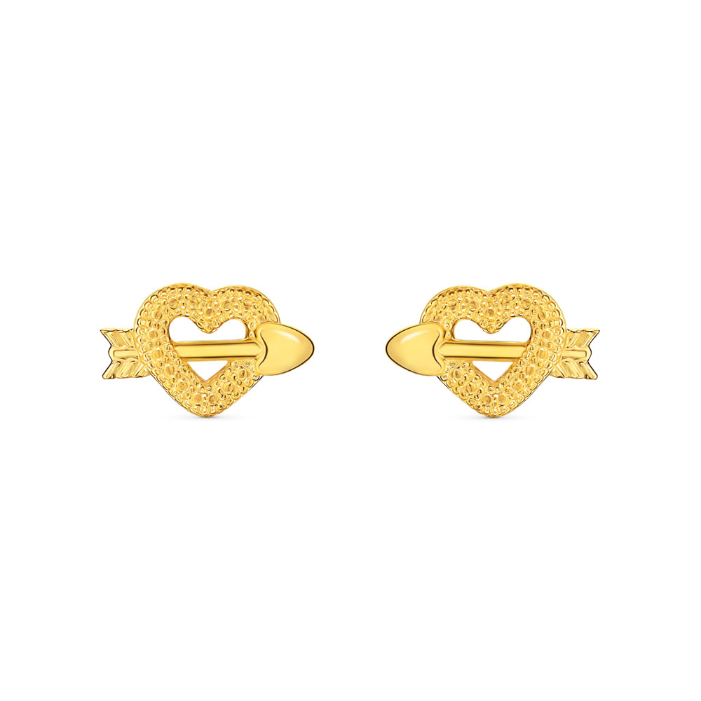 Brinco Life Cupido Coração Flecha Prata com Banho Ouro Amarelo