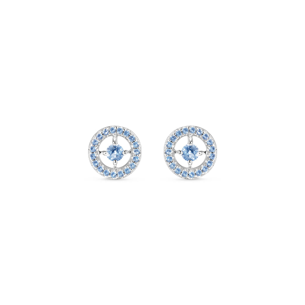 Brinco Life Glam III Prata Cravejado Azul