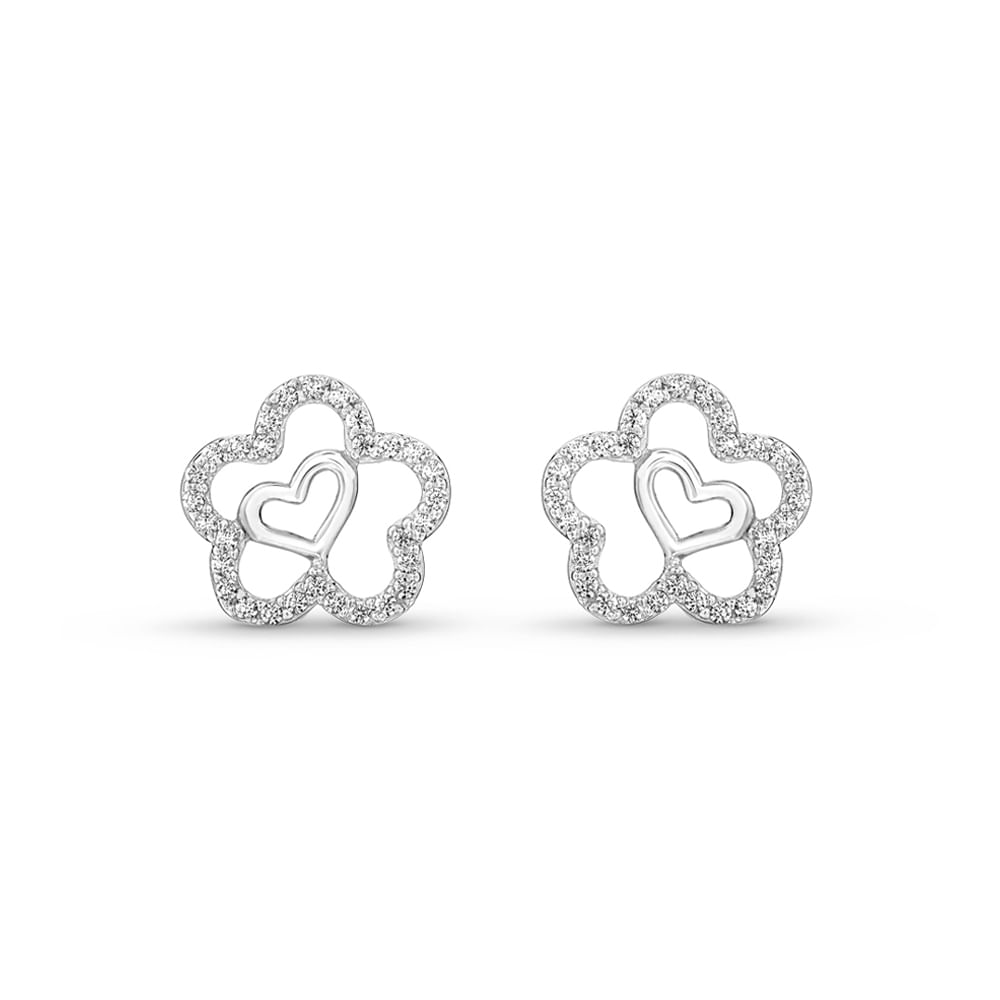 Brinco Life Flor Prata Cravejado
