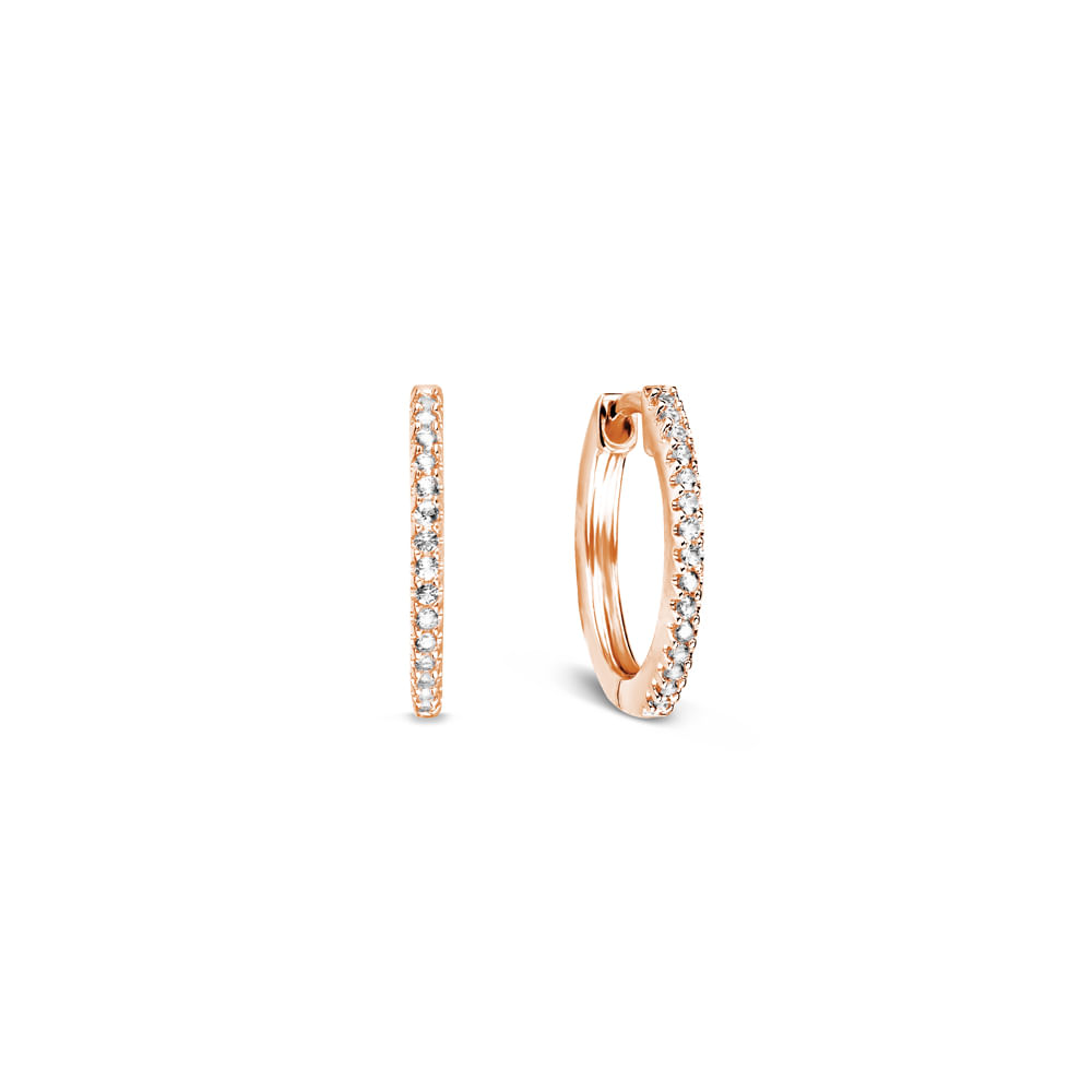 Argola Life Pavê Liga Rosé Incolor 12 mm