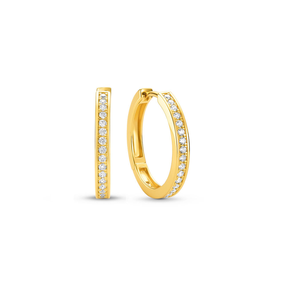 Argola Life Glam Prata com Banho de Ouro Amarelo Cravejado 18 mm