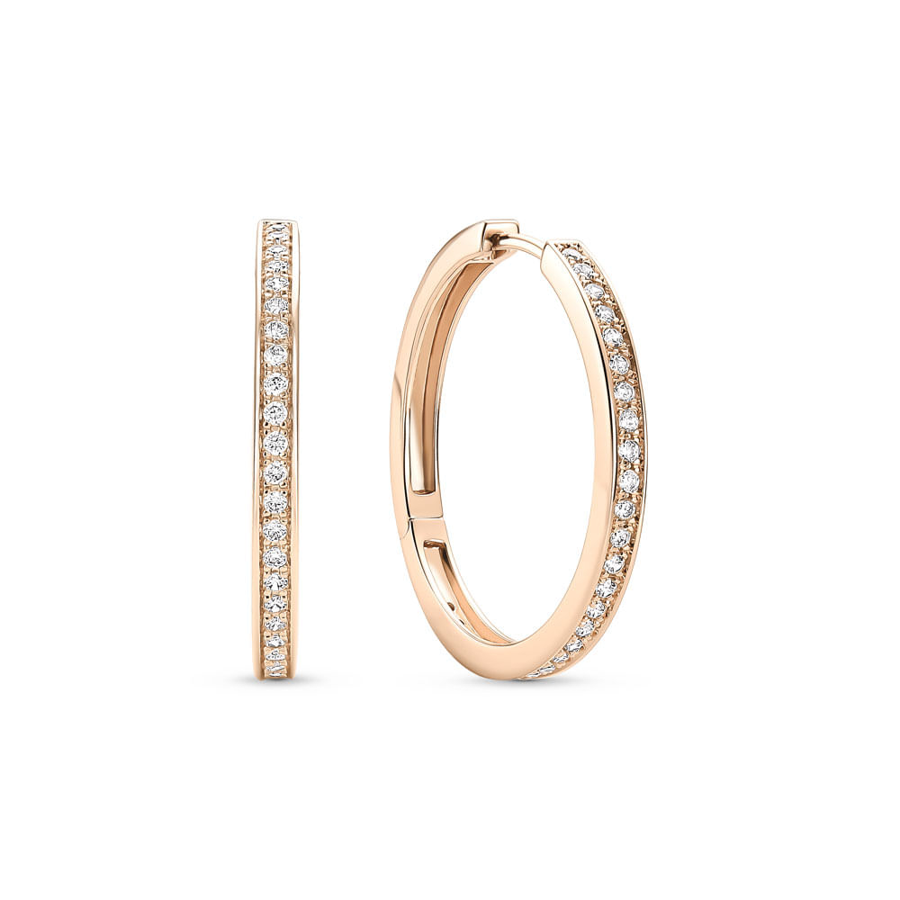 Argola Life Glam em Liga Rosé com Banho de Ouro Rosé 18k e Pedras Incolores, 25mm