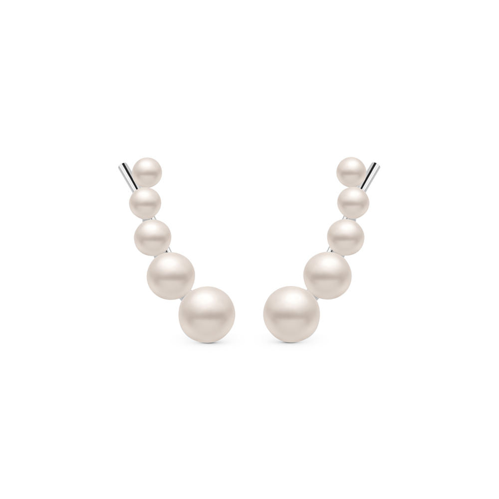 Brinco Ear Cuff Life Pérola Prata