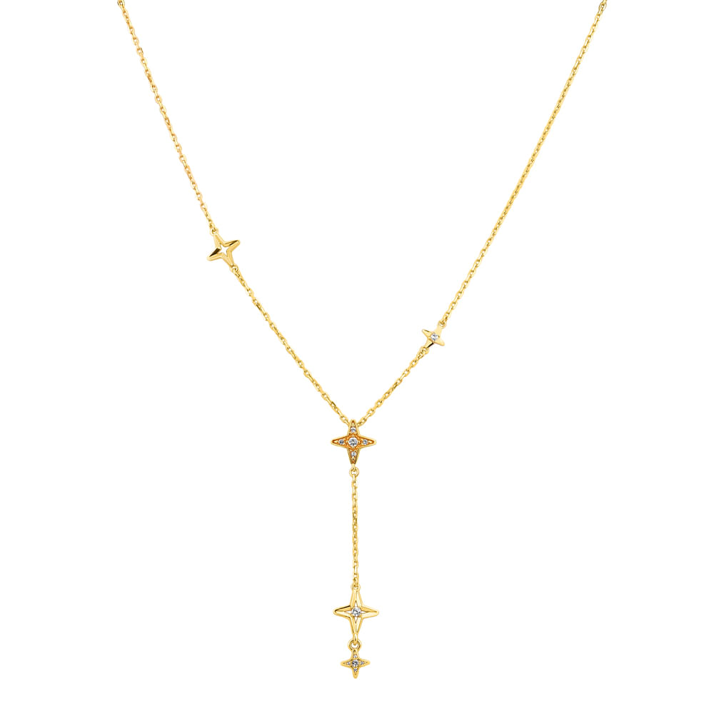 Colar Life Signature Gravatinha Estrela com Banho de Ouro Amarelo