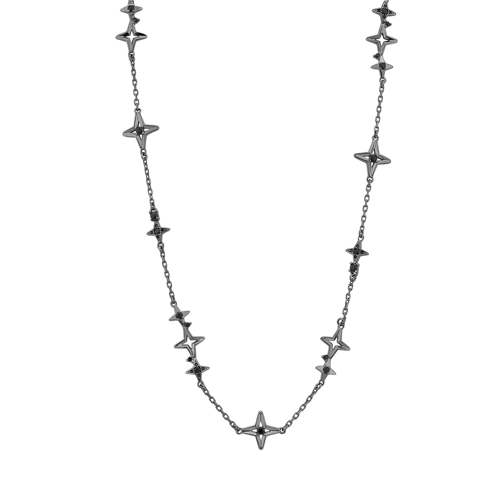 Colar Life Signature Estrelas com Banho de Ródio Negro