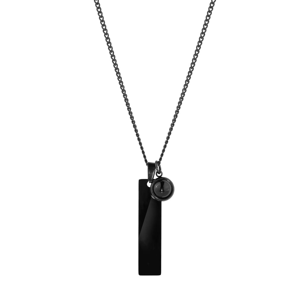 Colar Life Masculino Aço Grafite Liso