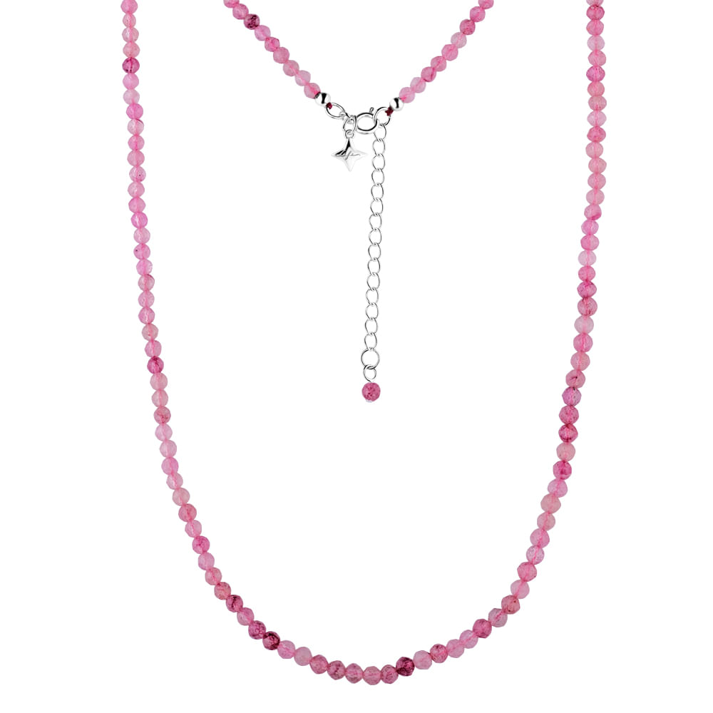 Colar Life Shambala em Prata 925 com Jade Rosa, 50cm