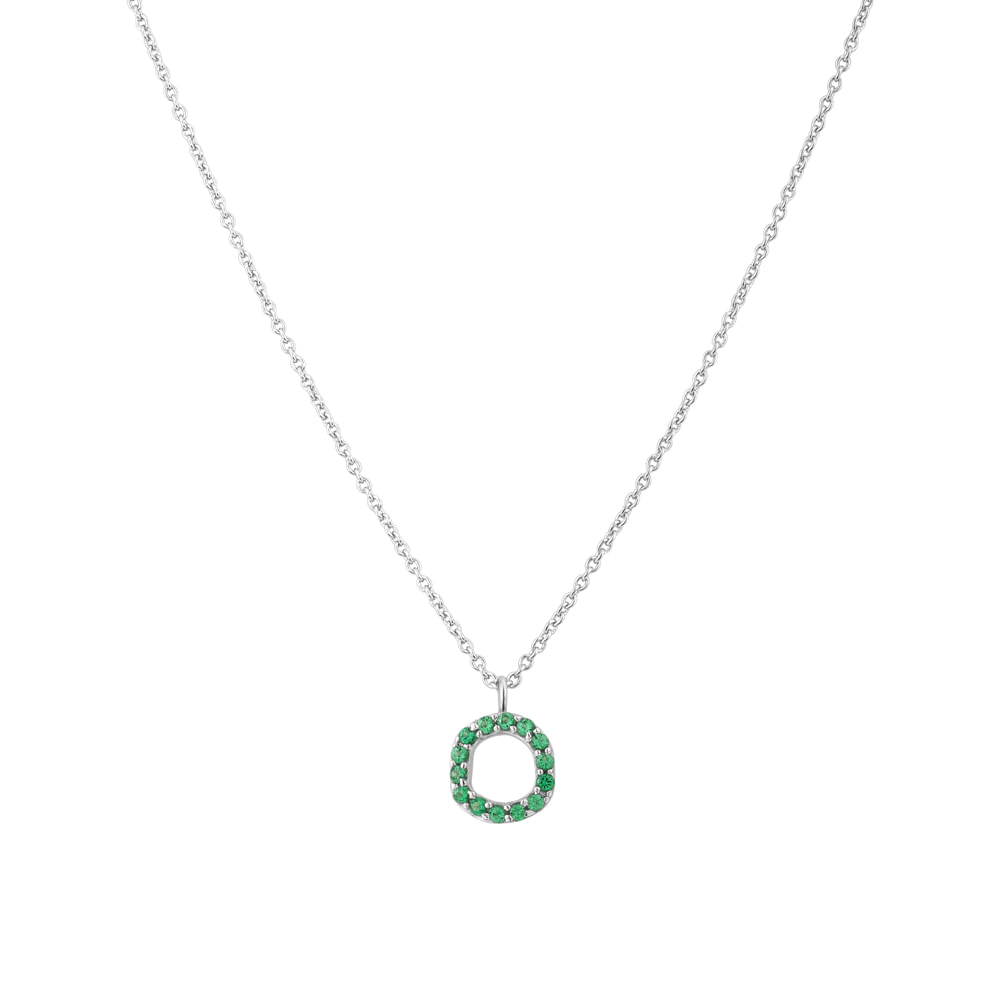 Colar Life Snow Redondo em Prata 925 com Pedras Verdes, 40cm