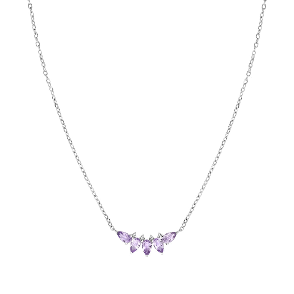 Colar Life Provence em Prata 925 com Ametista e Topázio Incolor, 50cm