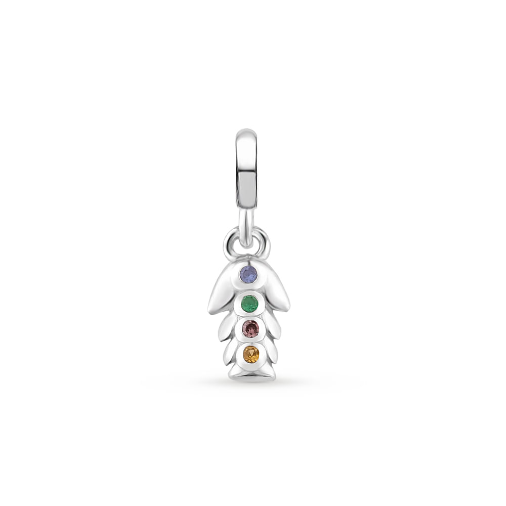 Pingente Life Peixe em Prata 925 com Pedras Coloridas