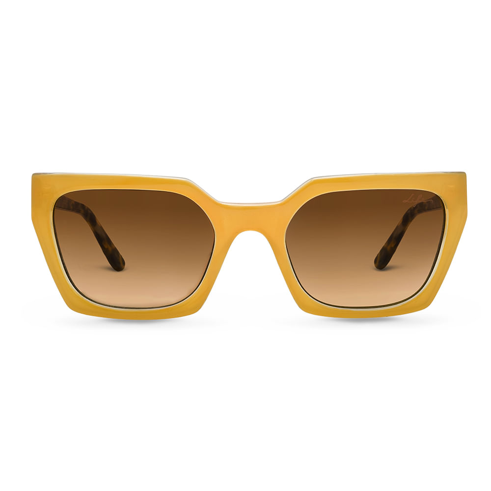 Óculos de Sol Life Quadrado em Acetato Amarelo