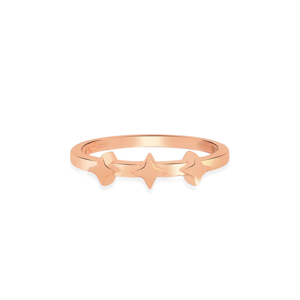 Anel Life Estrelas em Liga Rosé com Banho de Ouro Rosé 18k