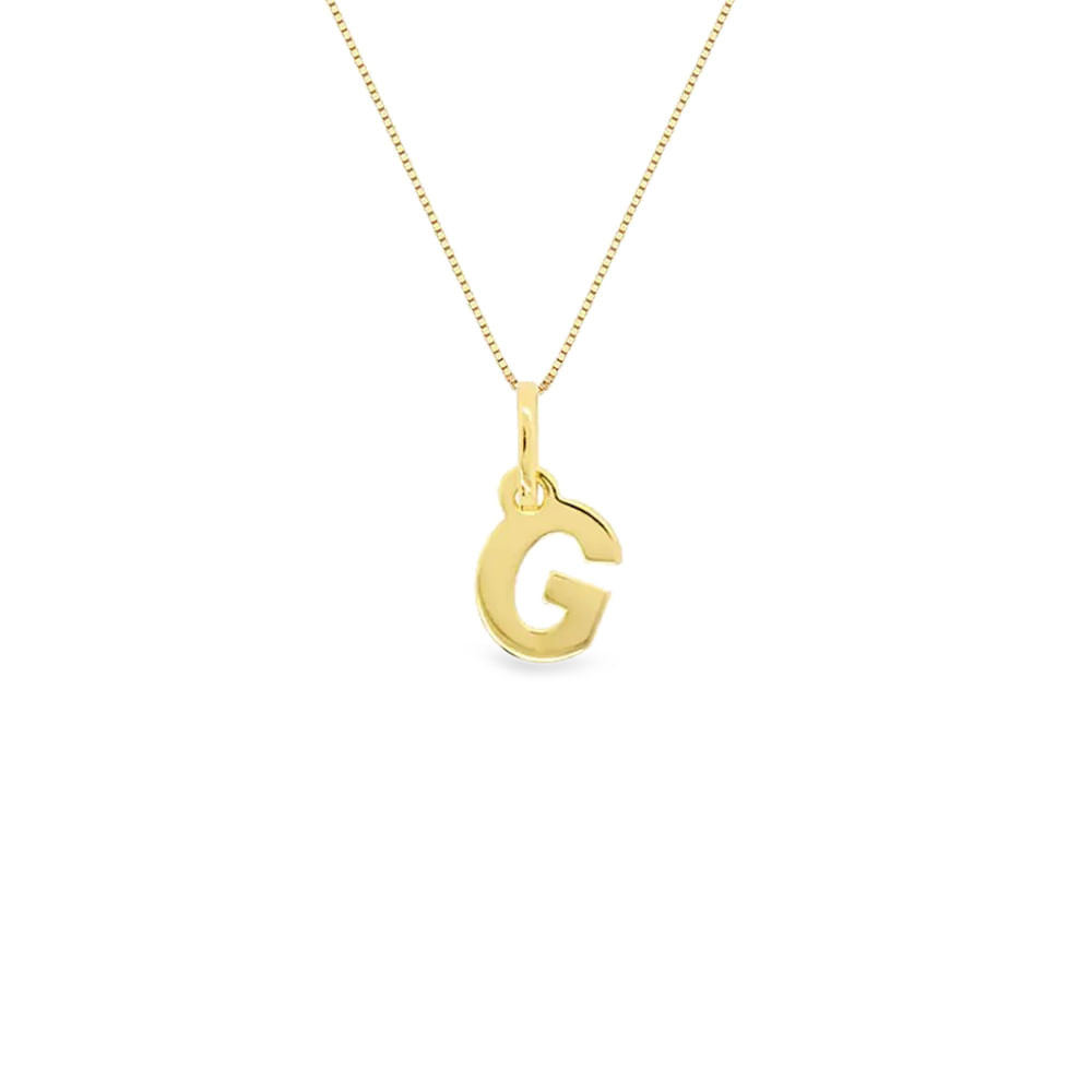 Pingente Letra G Ouro Amarelo, 6mm