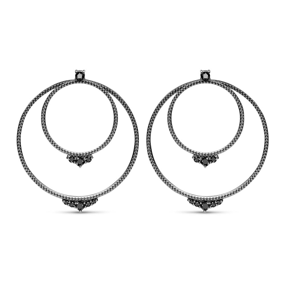 Brinco Life Night Choices em Prata 925 com Banho de Ródio Negro e Espinélios