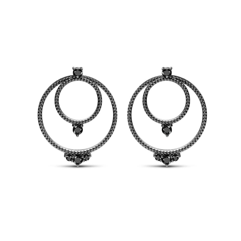 Brinco Life Night Choices em Prata 925 com Ródio Negro e Espinélios
