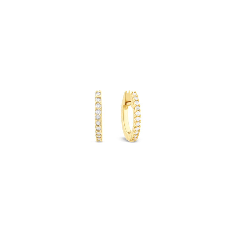 Argola Redonda em Ouro Amarelo 18k com Diamantes, 11,5mm