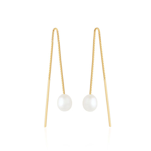 Brinco Pop em Ouro Amarelo 18k com Pérola