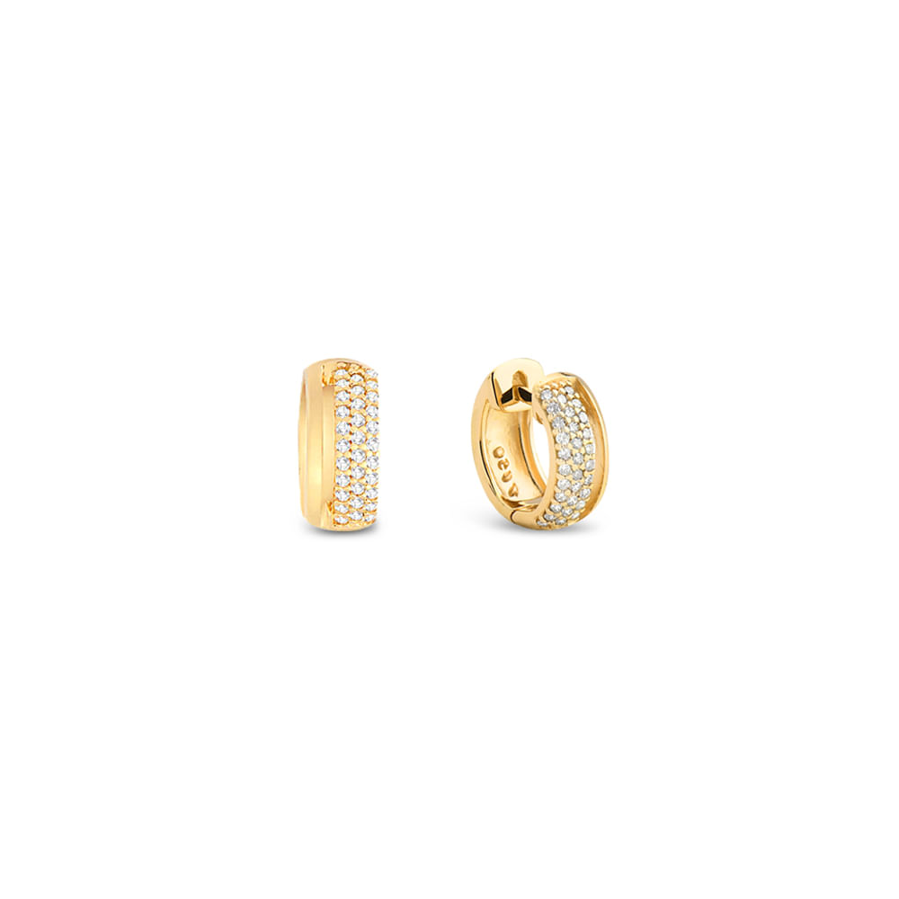 Argola em Ouro Amarelo 18k com Diamantes, 12,5mm