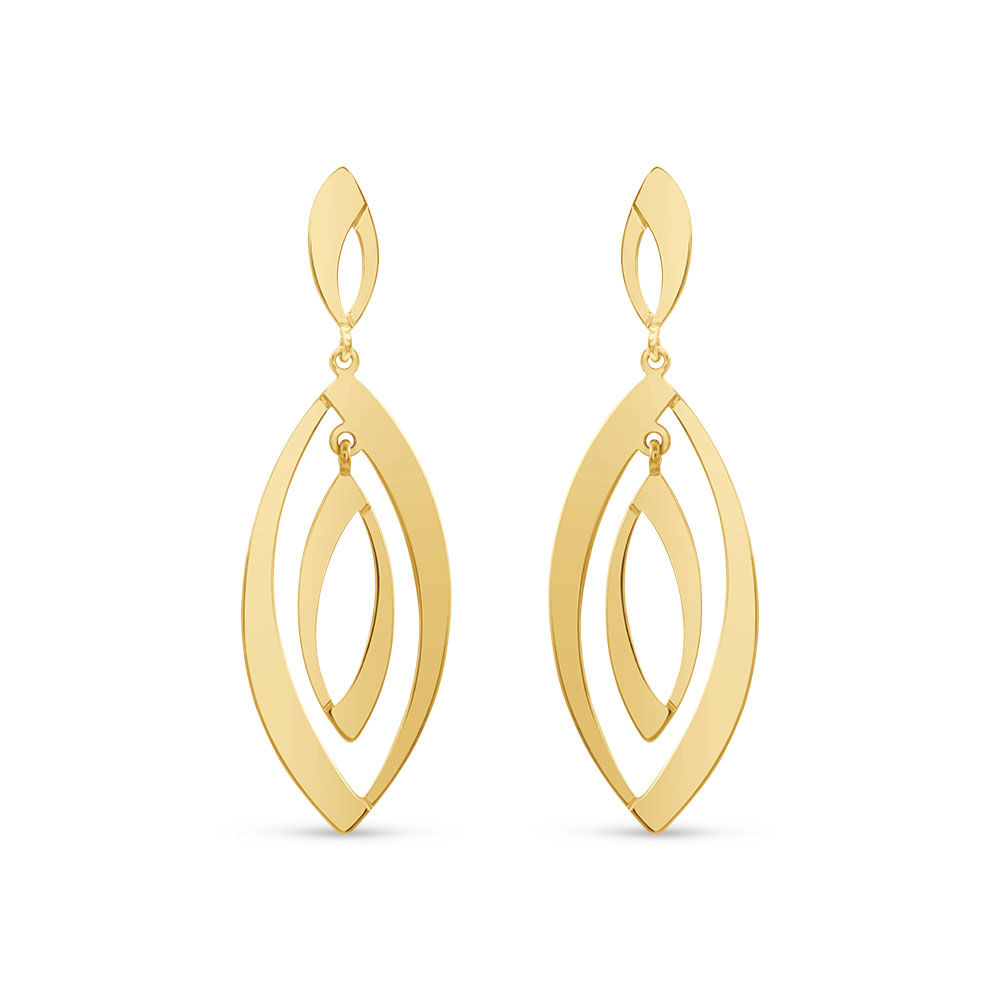 Brinco Gold Navete em Ouro Amarelo 18k
