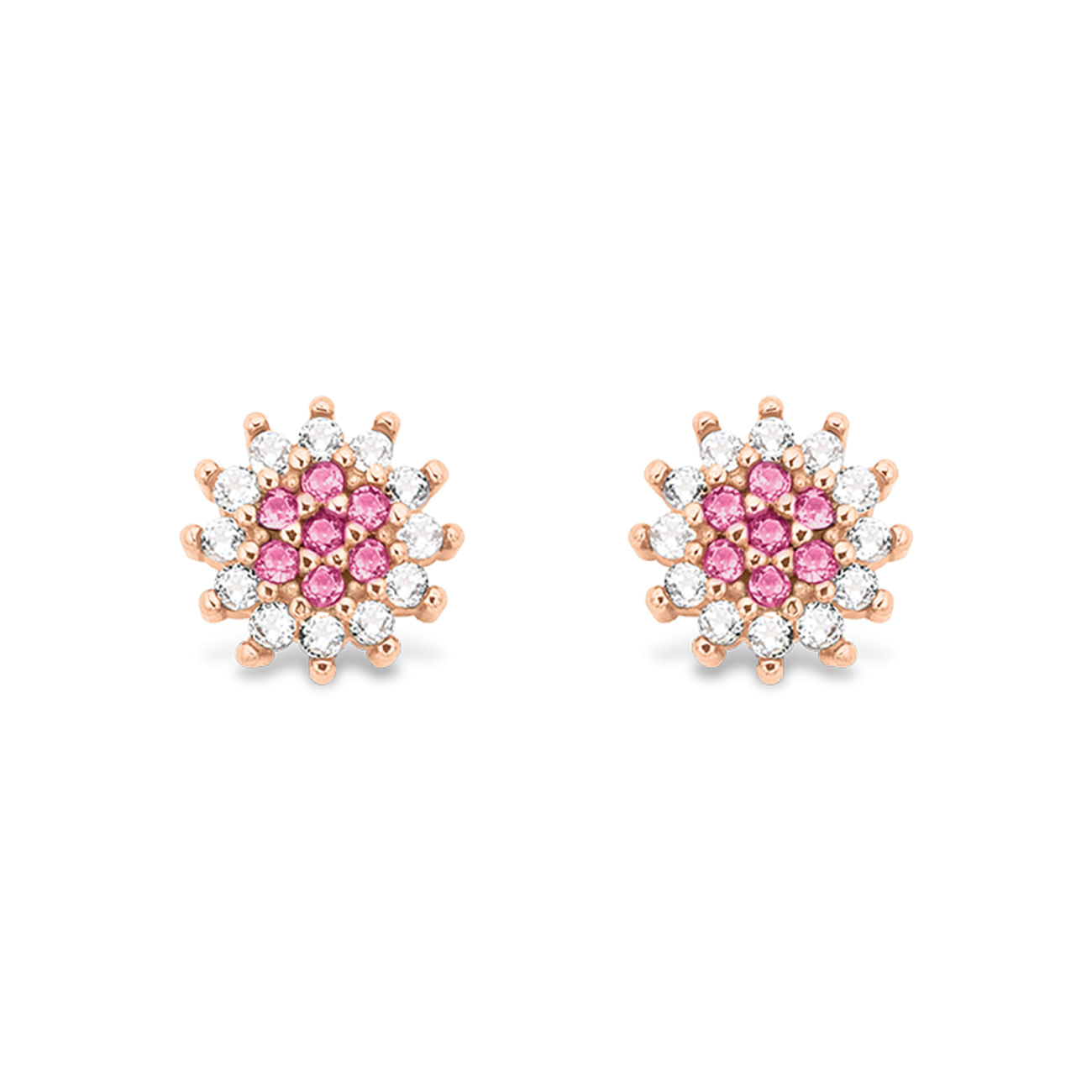 Brinco Margie em Ouro Rosé 18k com Safira Rosa e Topázios Incolores
