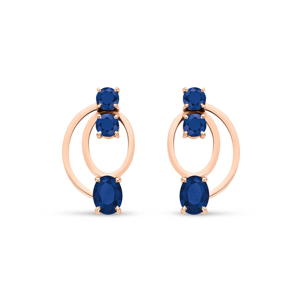 Brinco em Ouro Rosé 18k com Safiras