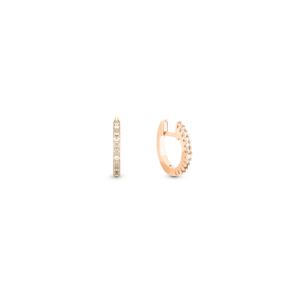 Argola Redonda em Ouro Rosé 18k com Diamantes Brown, 11,5mm