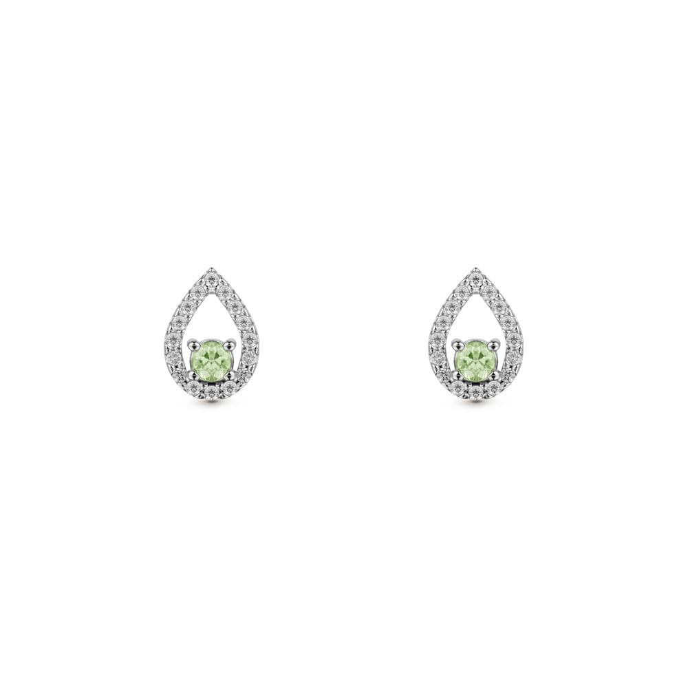 Brinco Classic Cores em Ouro Branco 18k com Safira Verde e Diamantes