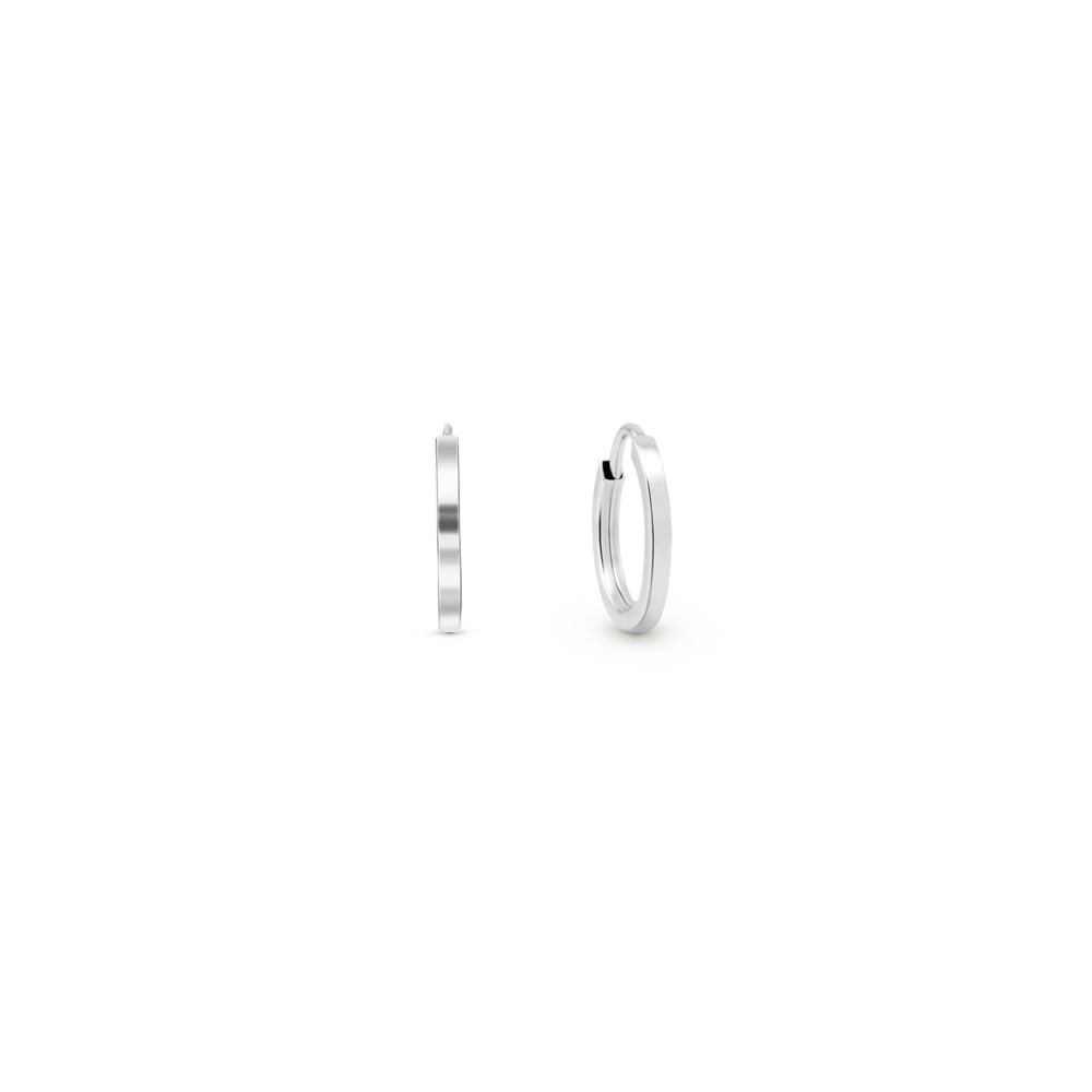Argola Redonda em Ouro Branco 18k, 10mm