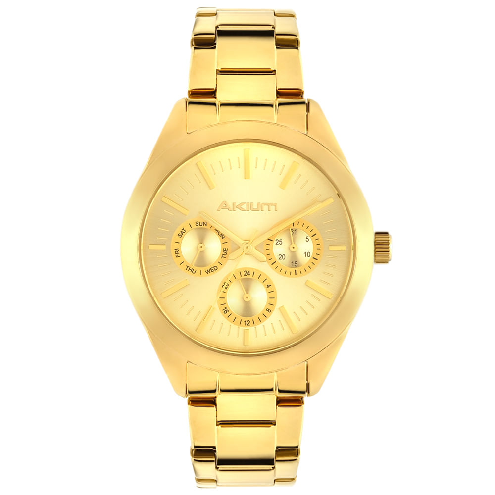 Relógio Akium Lady Fine Sport Feminino Aço Dourado