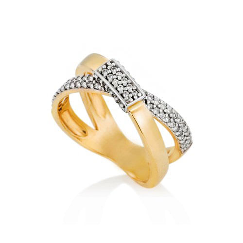 Anel Lumiere em Ouro Amarelo e Ouro Branco 18k com Diamantes
