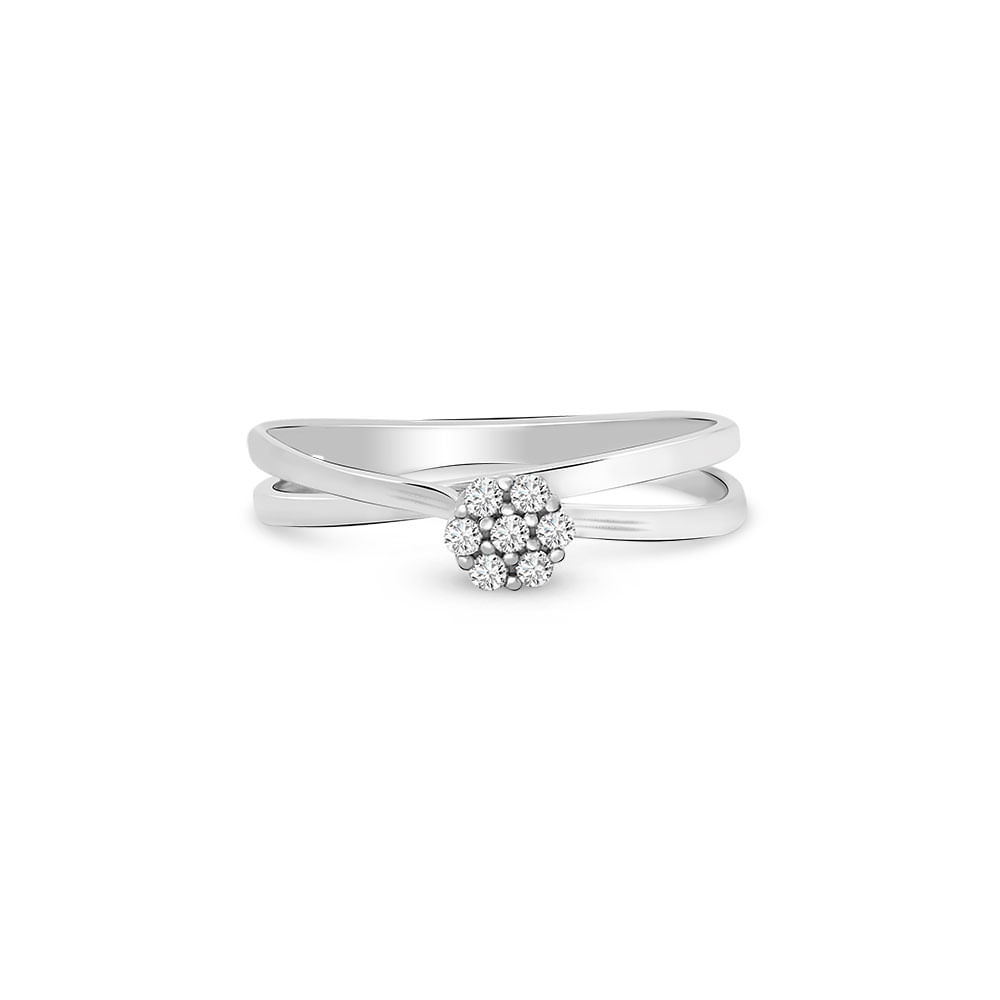 Anel Pavê em Ouro Branco 18k com Diamantes