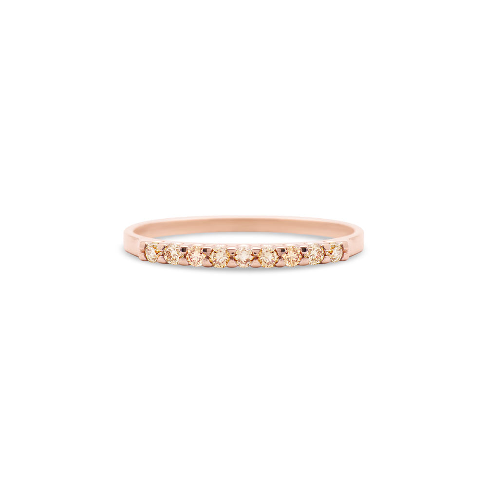 Meia Aliança Eternity em Ouro Rosé 18k com Diamantes Brown