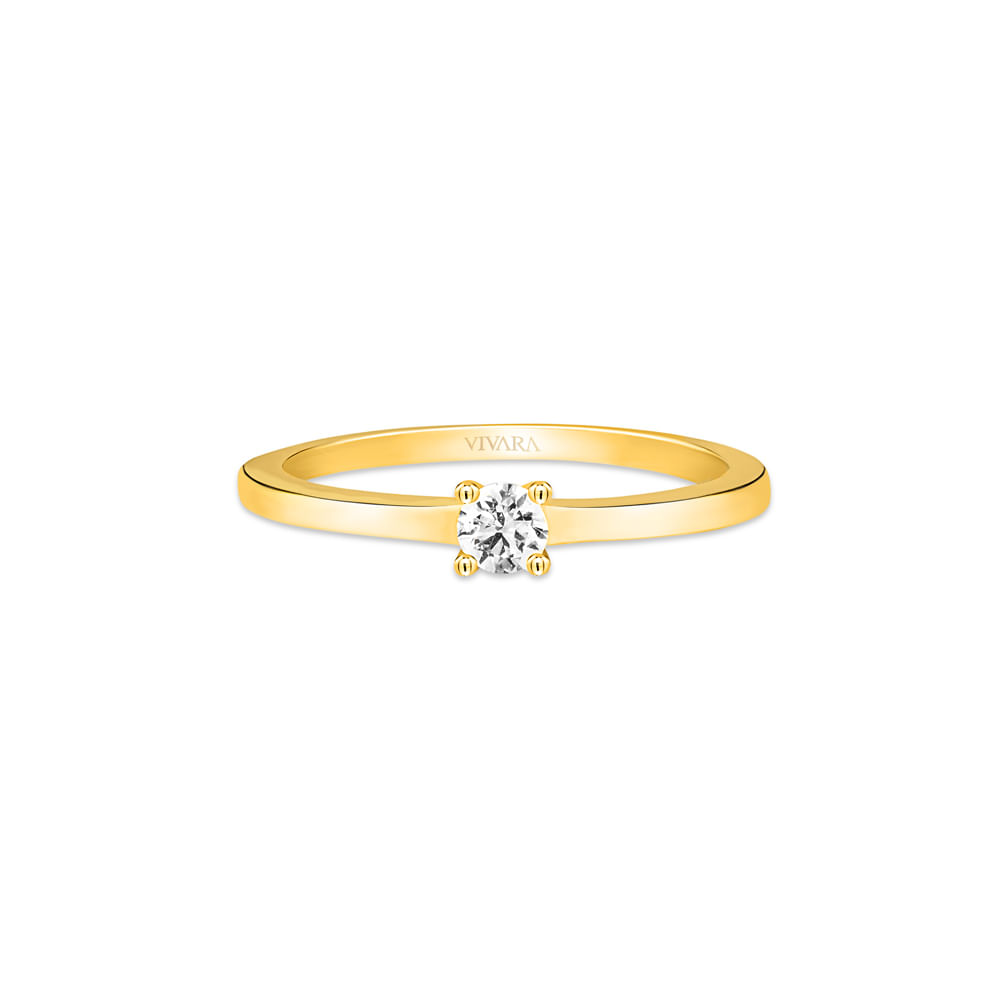 Anel Solitário Classic em Ouro Amarelo 18k com Diamante 0,11 ct