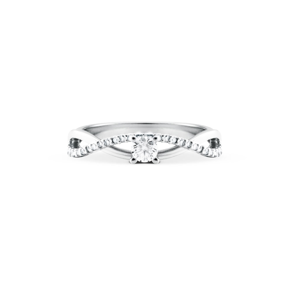 Anel Solitário Infinity em Ouro Branco 18k com Diamante 0,25 ct