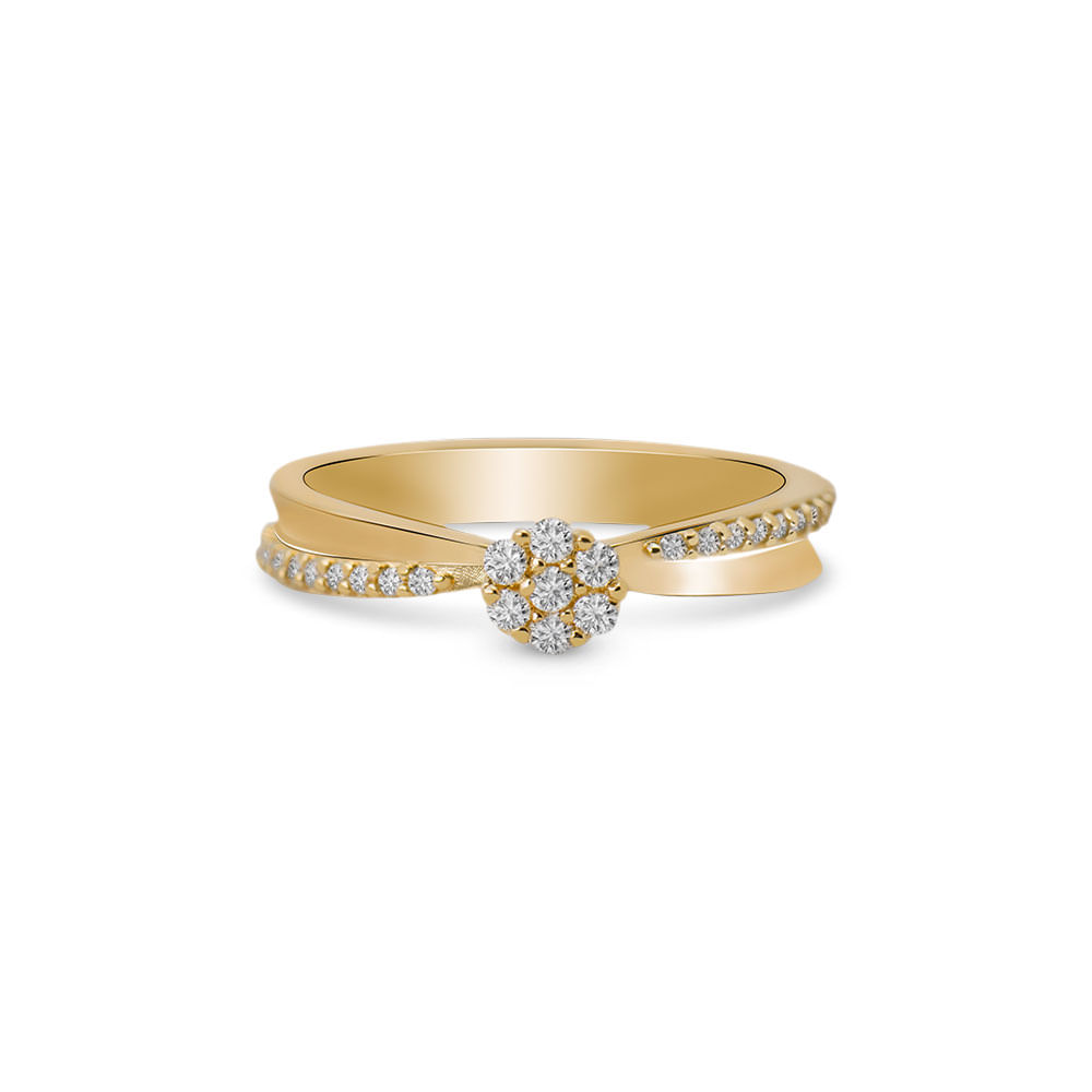 Anel Ouro Amarelo e Diamantes
