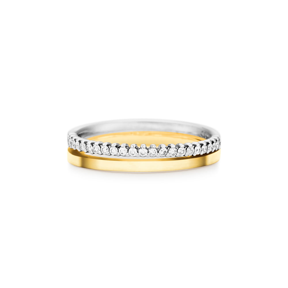 Aliança Essence em Ouro Amarelo e Ouro Branco 18k com Diamantes, 3.2mm