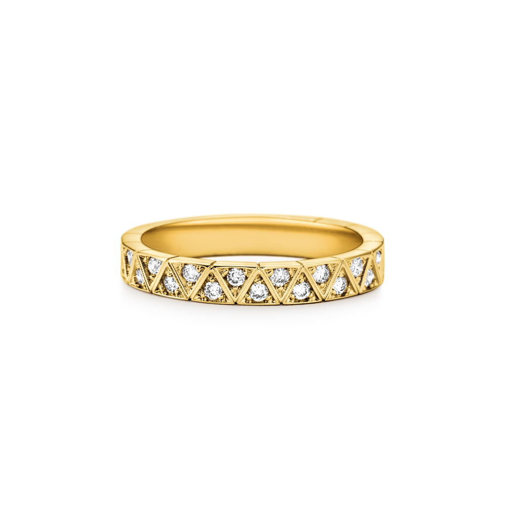 Aliança Icona em Ouro Amarelo 18k com Diamantes, 3mm