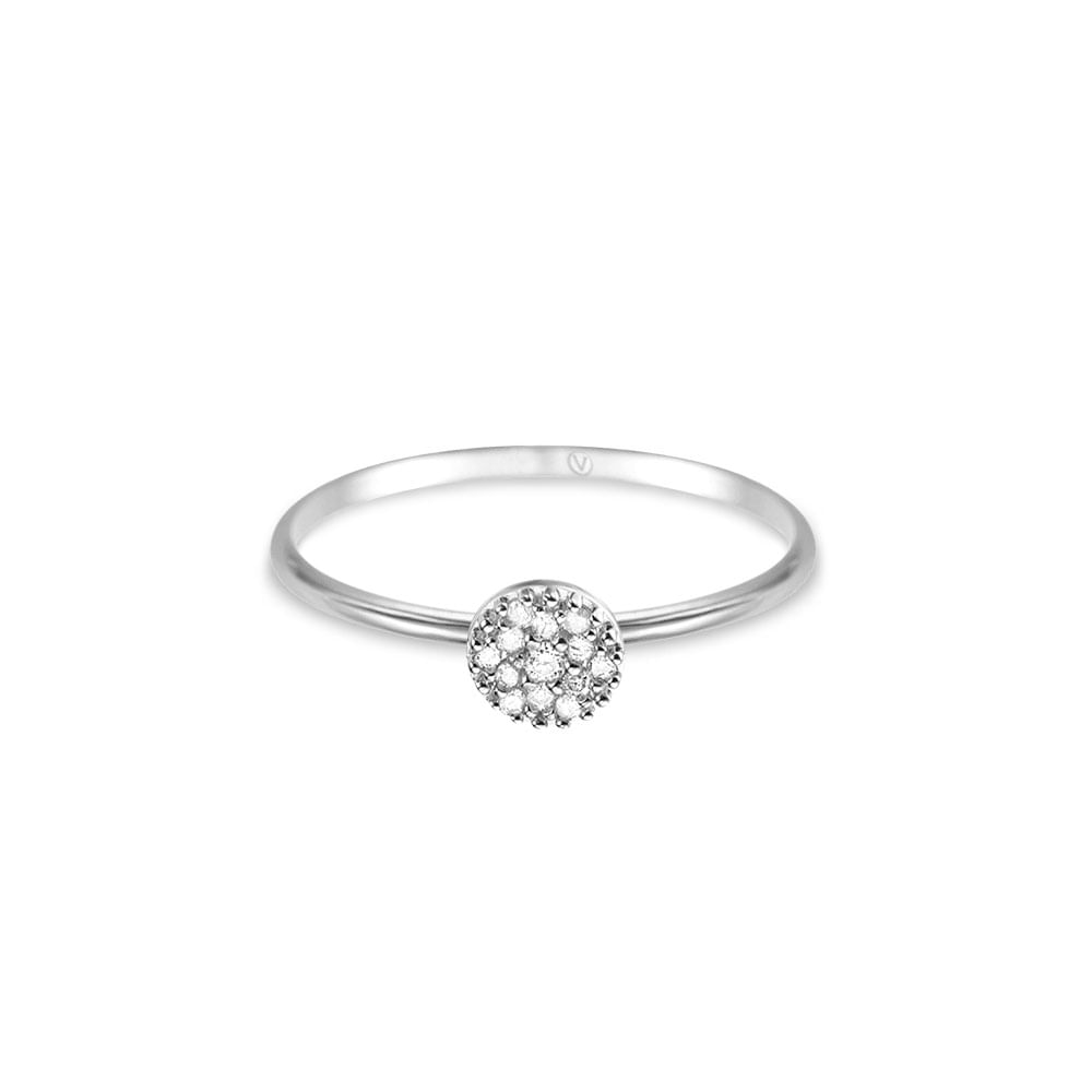 Anel Pavê em Ouro Branco 18k com Diamantes