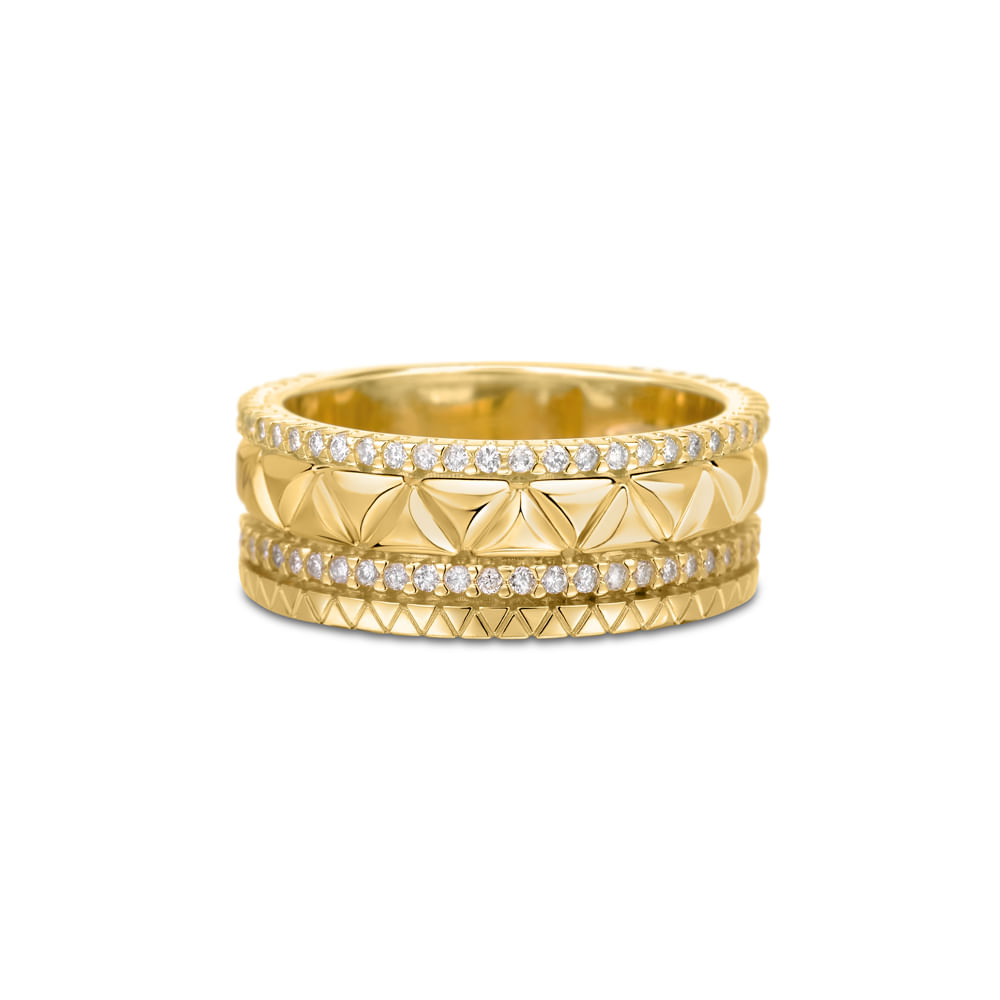 Anel Icona em Ouro Amarelo 18k com Diamantes