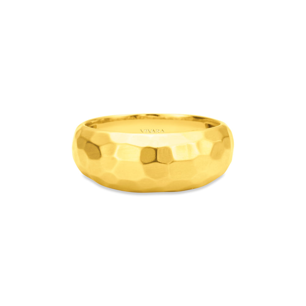 Anel Bombe Martelado em Ouro Amarelo 18k