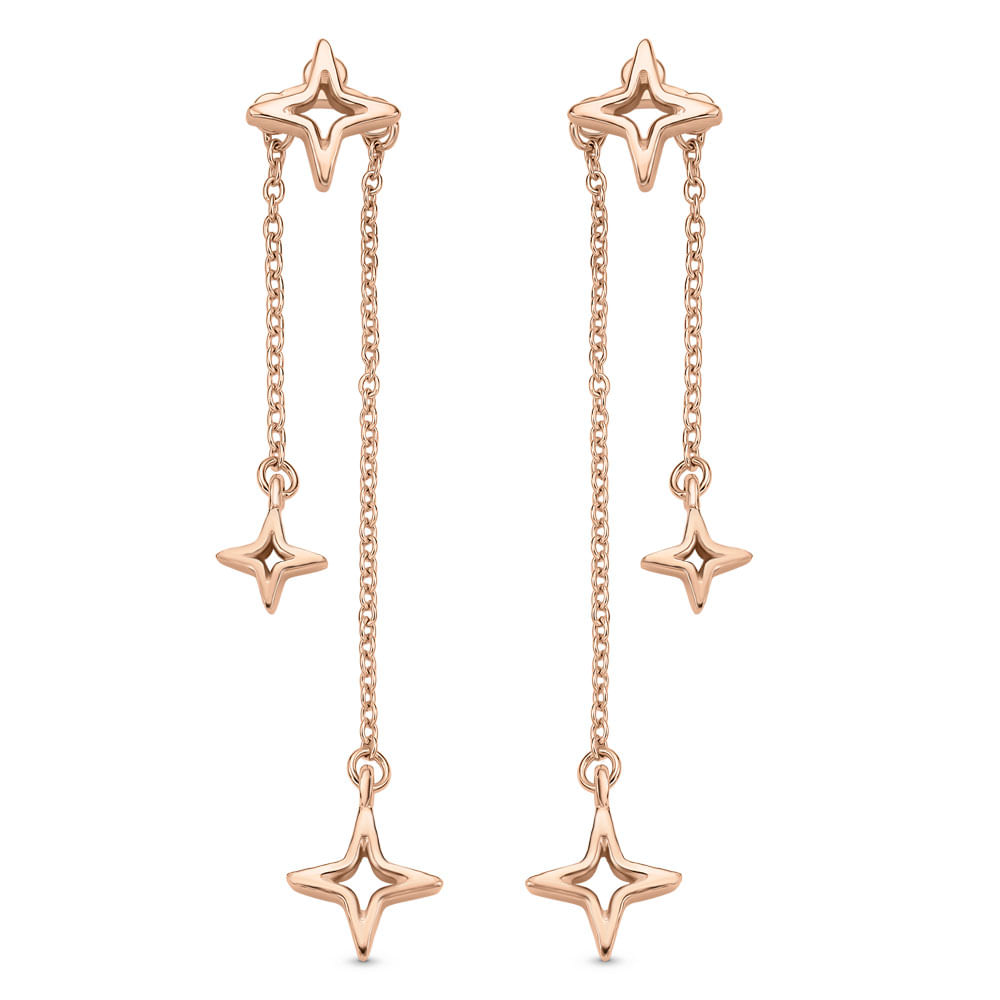 Brinco Life Star em Liga Rosé com Banho de Ouro Rosé 18k