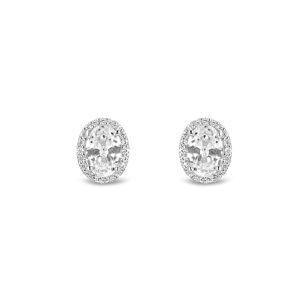 Brinco Life Forms Oval em Prata 925 com Pedras Incolores