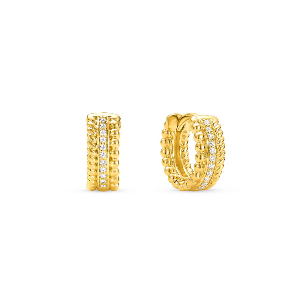 Argola Life Maxi III em Prata 925 com Banho Ouro Amarelo 18 e Pedras Incolores, 12,5mm