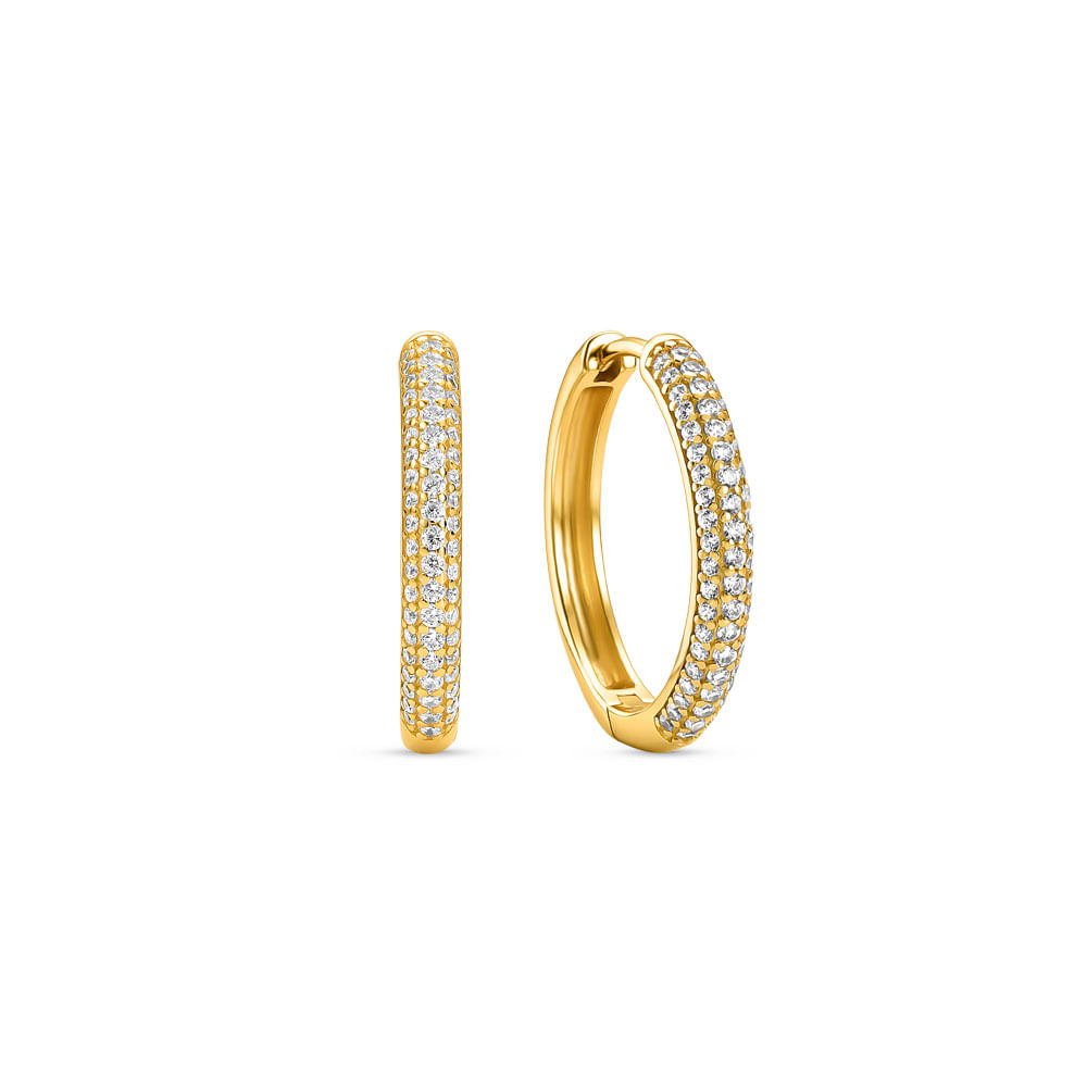 Argola Life Essential em Prata 925 com Banho de Ouro Amarelo 18k e Pedras Incolores, 10 mm