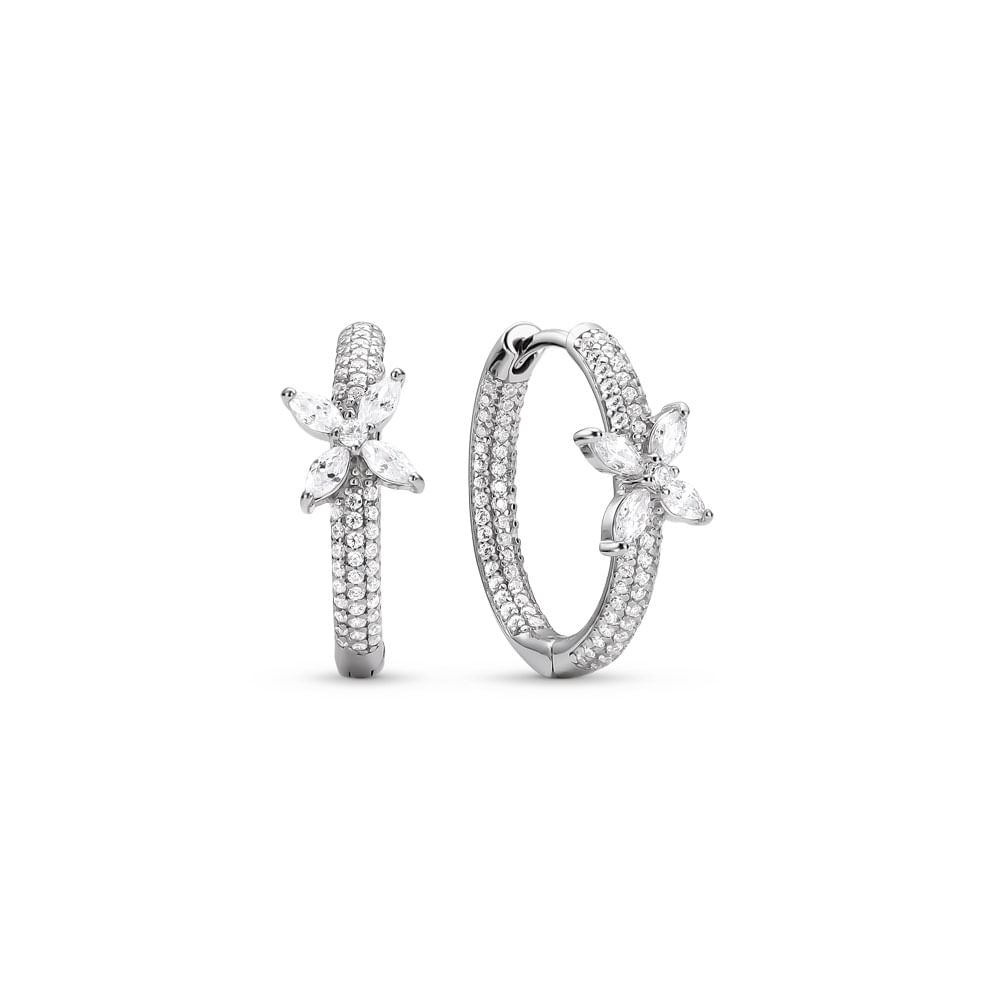 Argola Life Butterfly em Prata 925 com Pedras Incolores, 15 mm