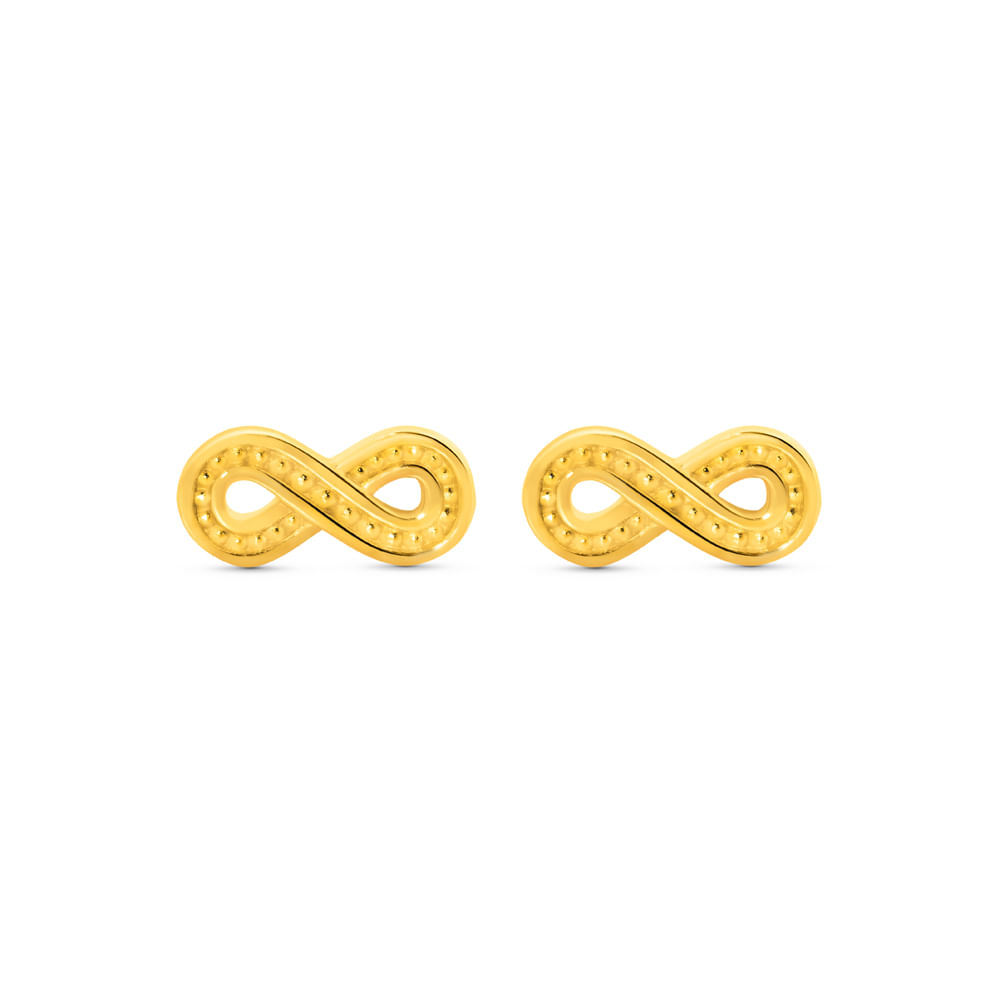 Brinco Life Amuleto Infinito Banho Ouro Amarelo